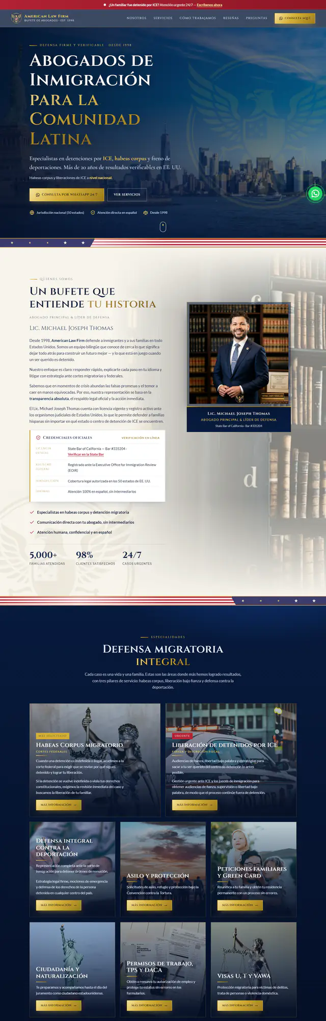 American Law Firm — Sitio de captación para la comunidad latina