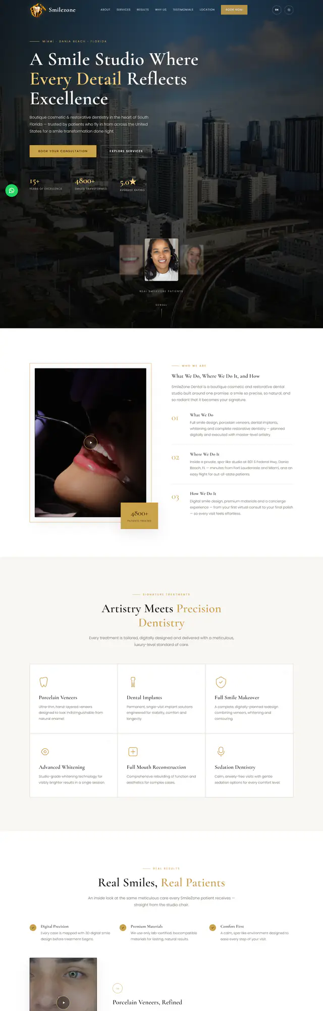 SmileZone Dental — Sitio en inglés para estudio odontológico