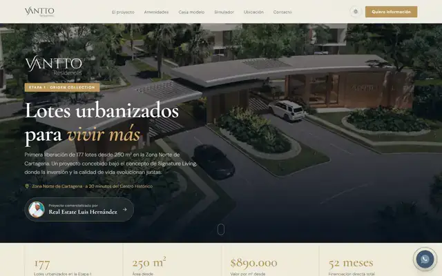 VANTTO Residences — Sitio de lanzamiento de proyecto residencial