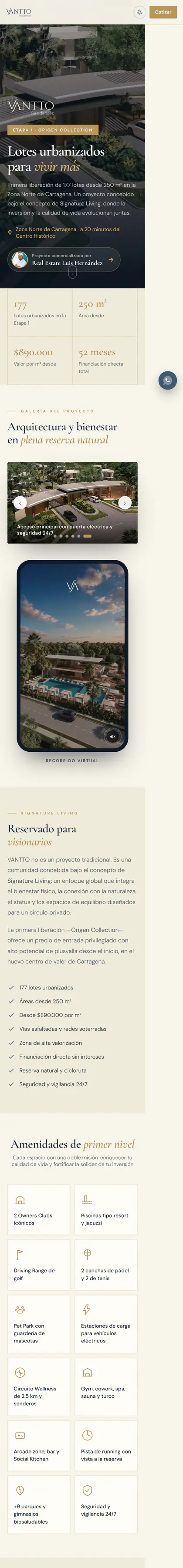 VANTTO Residences — vista móvil